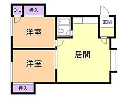 コーポひまわりNo.1 2LDKの間取図画像