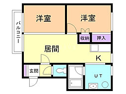 対雁コーポ 2LDKの間取図画像