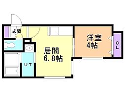江別市東野幌本町マンション 1DKの間取図画像