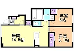 ラ カーサ・ミーアVI 2LDKの間取図画像