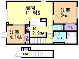 ビサイドパス 2LDKの間取図画像