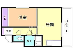 セントラルリバー末広 1LDKの間取図画像