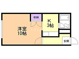 マンションなかの 1Kの間取図画像