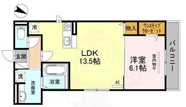 グランレディア2 ｜兵庫県尼崎市梶ケ島(賃貸アパート1LDK・2階・48.04㎡)の写真 その2