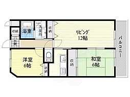 プラマー2番館 2LDKの間取図画像