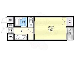 天野ハイツ 1Kの間取図画像