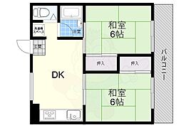 市隆ハイツ立花弐番館 2DKの間取図画像