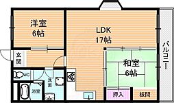 シティハイツ立花 2LDKの間取図画像