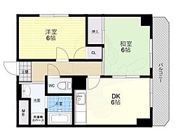 パレス東 2DKの間取図画像