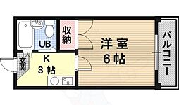 ヴィラ立花第2 1Kの間取図画像