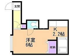 コート山鼻 1Kの間取図画像