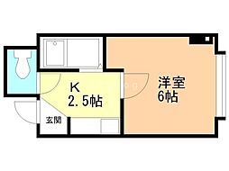 クロスコート 1Kの間取図画像