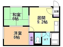 サッポロフラワーハイツ 2DKの間取図画像