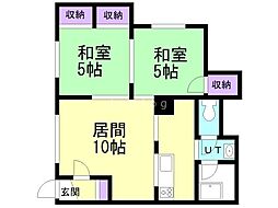中島公園ハイツ 1階2LDKの間取り