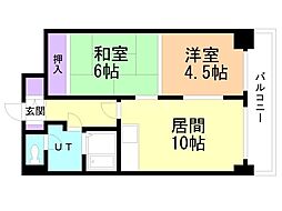 ベルレーヴ山鼻 2階2LDKの間取り