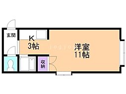 シティノースワン 1階1Kの間取り