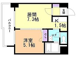 フランセジュール山鼻 10階1LDKの間取り