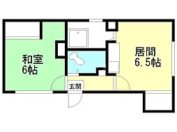 宮の森小川ハイツ 1DKの間取図画像