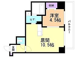 パークヒルズ中央25 8階1LDKの間取り