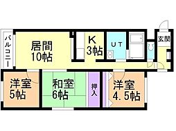 サウス15 3LDKの間取図画像
