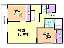 Ｃａｓａ　Ｊｕｌｉａ 3階2LDKの間取り