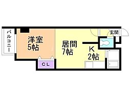 パークヒルズ中央411 1LDKの間取図画像