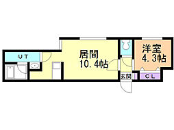 エルシア北2条 1LDKの間取図画像