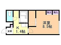 レオパレスカーサ藻岩 1Kの間取図画像