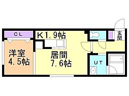 ハイヒルズ 1LDKの間取図画像