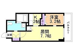 レジディア大通西 12階1LDKの間取り