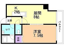 フォーシーンＢＬＤ 210 2階1LDKの間取り