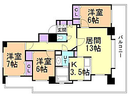 クリーンサッポロ医大西 3LDKの間取図画像
