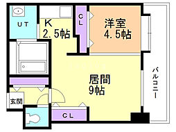 ピュア東彩館II 8階1LDKの間取り