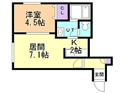シティハイム南6条 1階1LDKの間取り