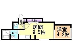 インダスカル 4階1LDKの間取り