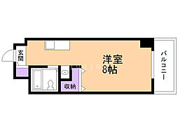 メゾンエクレーレ近代美術館 ワンルームの間取図画像