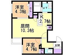 札幌市中央区北二条東8丁目マンション 2LDKの間取図画像