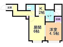 R'S北円山 1LDKの間取図画像
