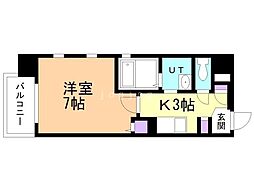 PRIMECHIJIKOUKAN 1Kの間取図画像