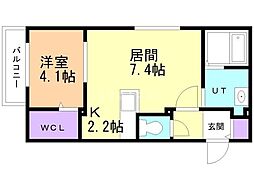 札幌市中央区北十三条西16丁目マンション 1LDKの間取図画像