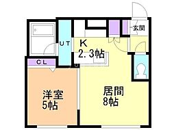 ルシェーヌ桑園 1LDKの間取図画像