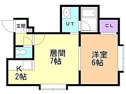 マクセル山鼻 1LDKの間取図画像