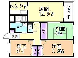 クラーク宮の森 3LDKの間取図画像