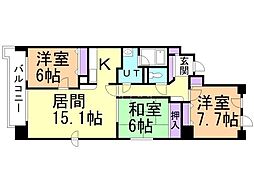 THERESIDENCEPARKODORIKOEN 3LDKの間取図画像