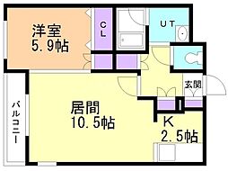 メゾンソレイユ 1LDKの間取図画像
