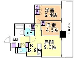 ザ・札幌タワーズイーストタワー 2LDKの間取図画像