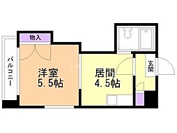 札幌JOW2ビル 1DKの間取図画像