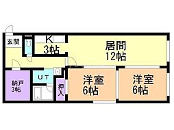 リバーパーク中島公園 2SLDKの間取図画像
