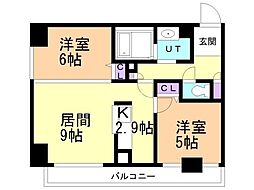 KDXレジデンス南三条 2LDKの間取図画像