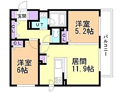 エナグランツ山鼻公園 2LDKの間取図画像